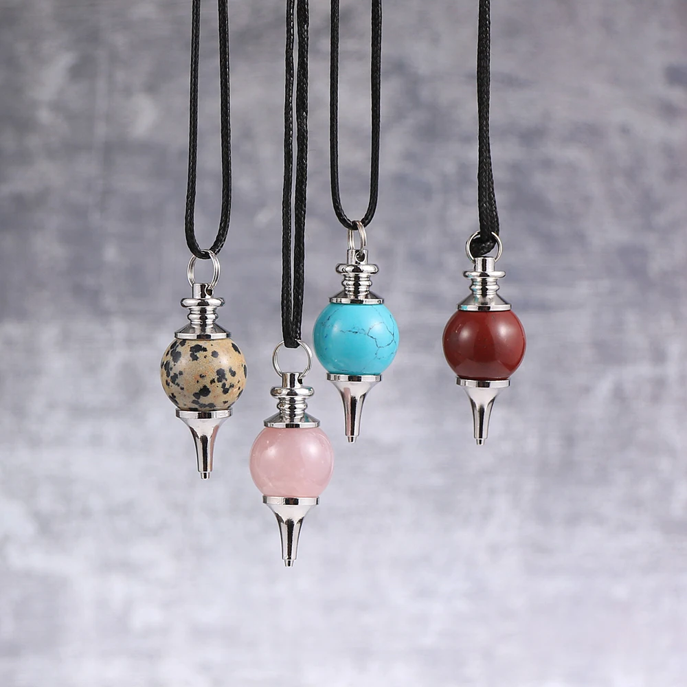 

Reiki Healing Pendulums Natural Stone Pendant Necklace Amulet Crystal Onyx Meditation Dowsing Pendulum for Men Women