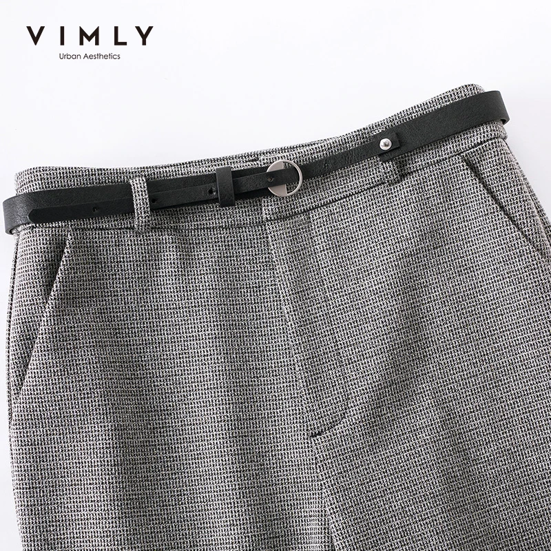 Узкие женские брюки карандаш Vimly винтажные офисные с высокой талией и карманами