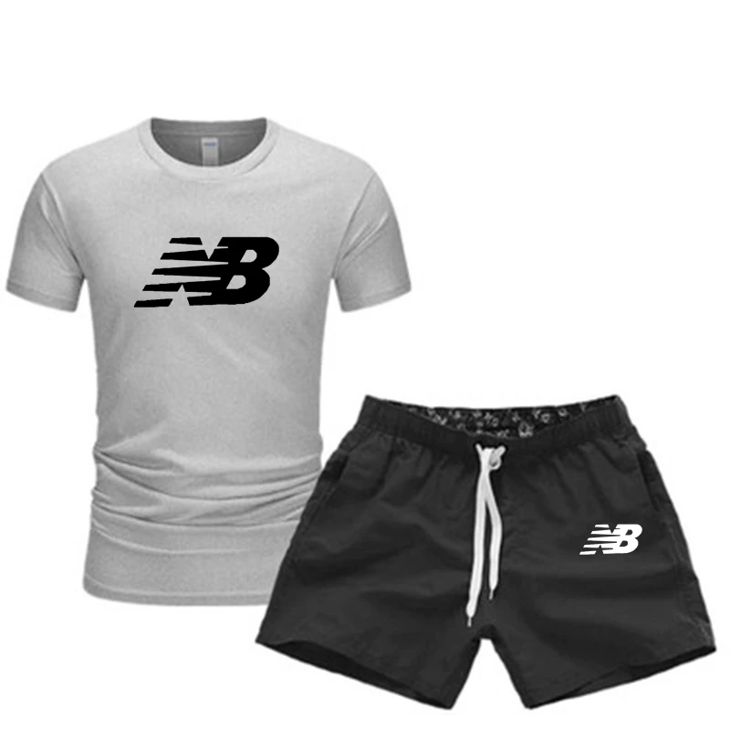 

Casual sports brand men's O-neck sportswear summer suit fitness training suit short-sleeved T-shirt shorts quick-drying two-piec