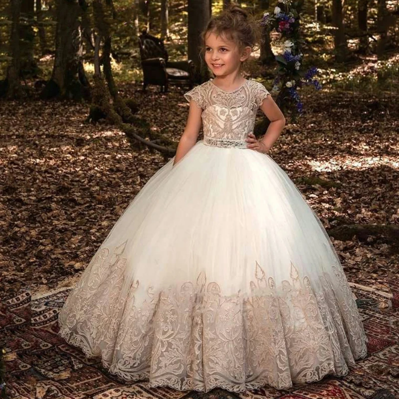 

2021 Formal Bridesmaid Dress Kids Clothes Baby Birthday Children Retro Lace Princess Dress Girl Party Wedding Costume Vestidos