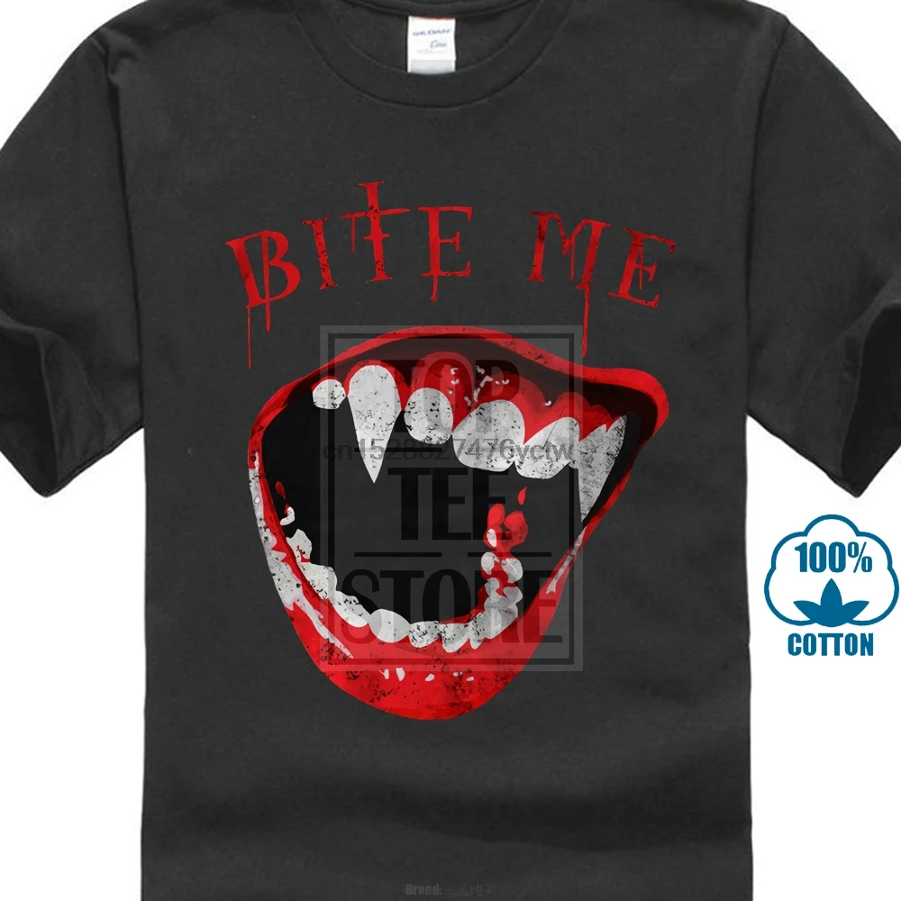 Bite Me Толстовка Футболка Настоящее кусать зубы челюсти крови футболка с