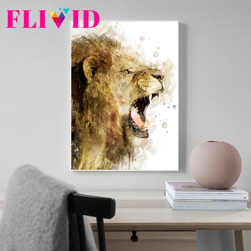 

Abstract Animals Tiger Lion Nordic Poster Wall Art Canvas Painting Wall Pictures For Living Room Home Decor Cuadros Unframed