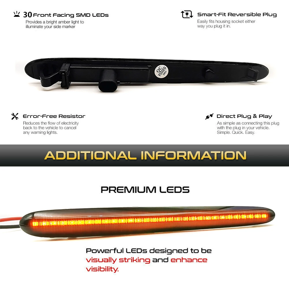 Светодиодные динамические боковые габаритные огни 2 шт. указатели поворота со