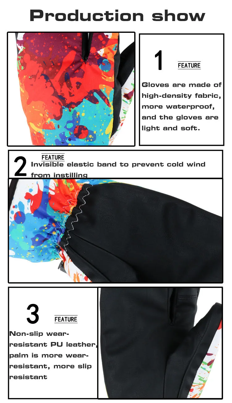 Зимние теплые лыжные перчатки для сноуборда мужчин женщин молодежи и детей