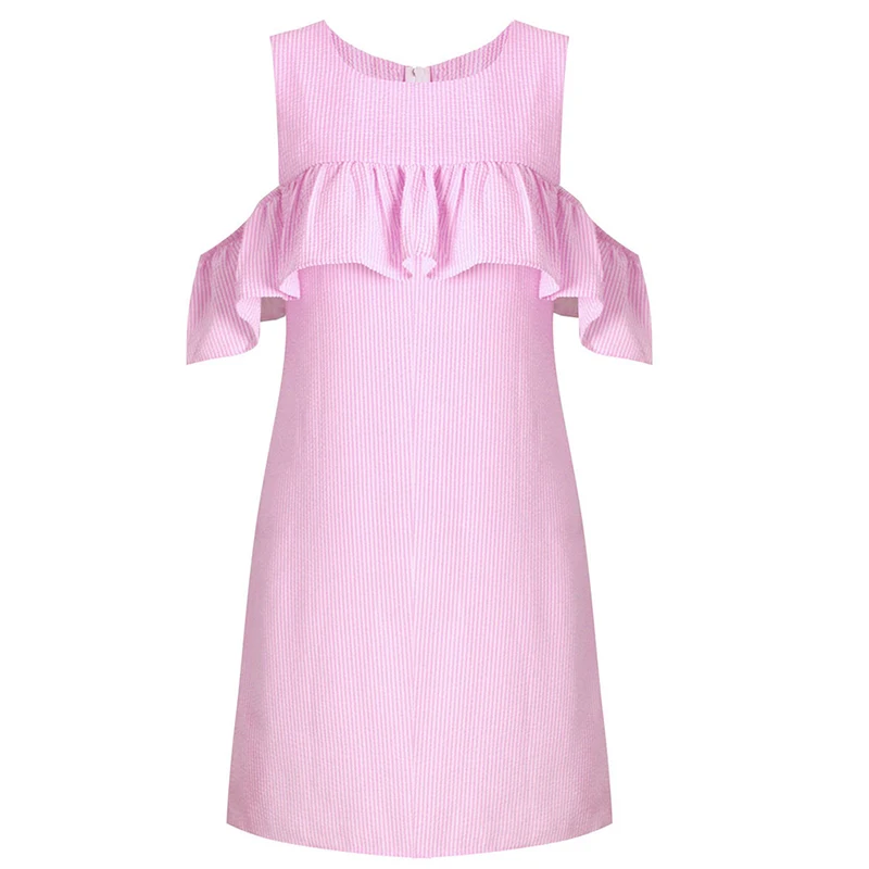 Платье женское синее розовое в полоску | Женская одежда