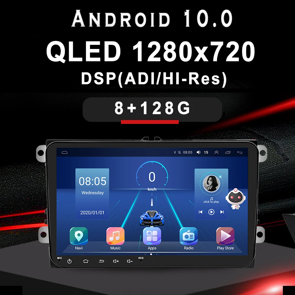 Podofo автомобильный Android CarPlay Радио мультимедийный плеер для Volkswagen VW