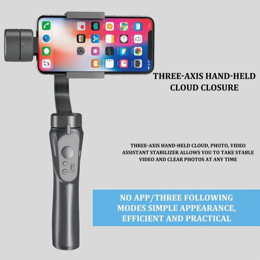 H4 3-Axis Handheld Gimbal Stabilizer with Clip Holder for iPhone XS XR X 8Plus 8 7P 7 Samsung &amp Action Camera | Электроника