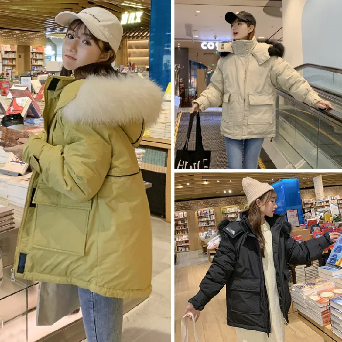 

High-end luxury brand real shot star with the women's down jacket cotton short student fashion large loose bread jacket women