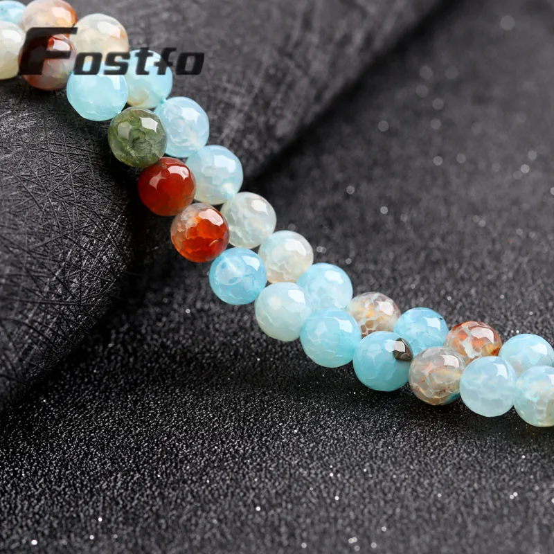 

Sapphire Faceted Dragon Agate Beads Natural Stone For Jewelry Making DIY Bracelets Necklace Accessories 15" Strands 8mm