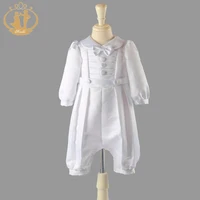 nimble white baby boy clothes set baptism outfits summer solid full sleeve bow lace christening gown newborn gentleman birthday