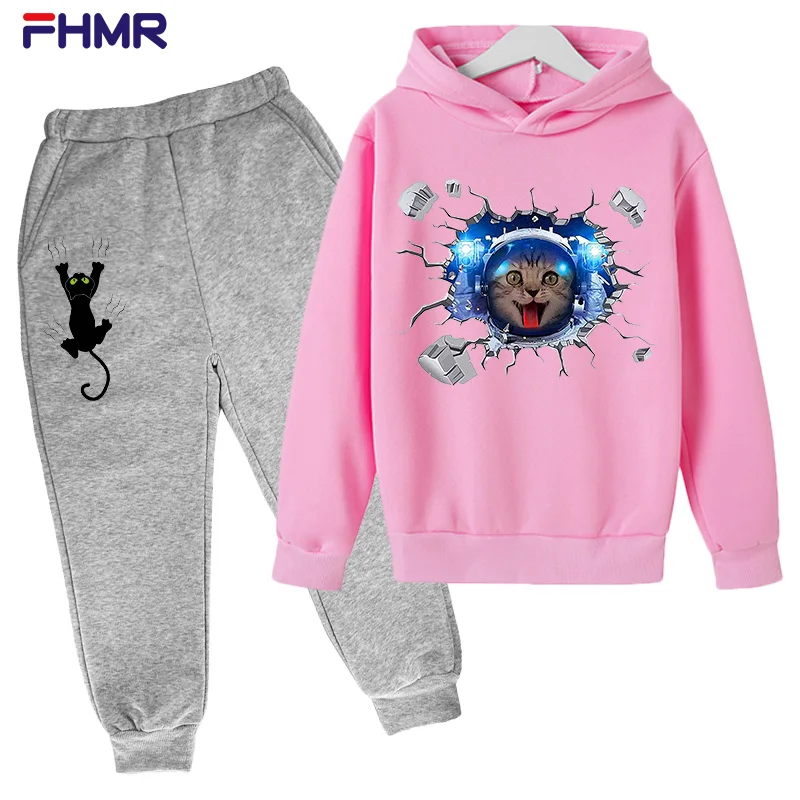 

Spring Autumn Kids Print Hoodies Children Cartoon Sweatshirts Boys Girls Pullovers Long-Sleeve Trousers Two-Piece Suit