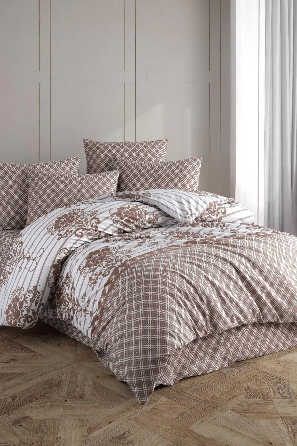 

Brown Alya Lux Wheel Veiled Ranforce Double Personality Duvet cover 200x220 Cotton