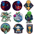 Термотрансферная виниловая наклейка Prajna с инопланетянином, термонаклейка на одежду, полосы НЛО, сделай сам, термальные наклейки на одежду с космосом, астронавтом