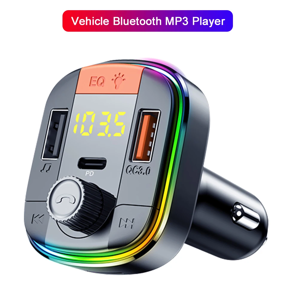 QC 3.0 Fast Charge Audio Receiver Bluetooth 5.0 Colorful Car Mp3 Player FM Transmitter Dual USB Port with PD |