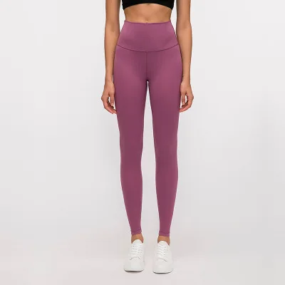 Eggplant purple LANTECH классическая модель 2,0, Мягкие штаны для йоги на ощупь, леггинсы для спортзала, спортивная одежда, стрейчевые, для фитнеса, с высокой талией, женские колготки, штаны - Цвет: Eggplant purple