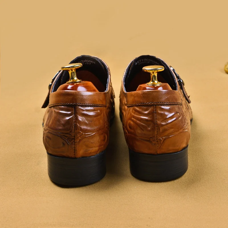 Новинка Роскошный узор Мужские модельные туфли из натуральной кожи