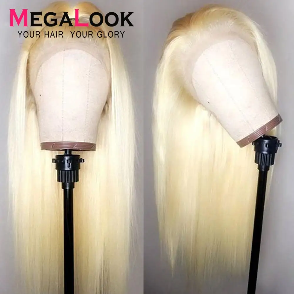 Блонд парик с кружевом спереди прямой из человеческих волос предварительно