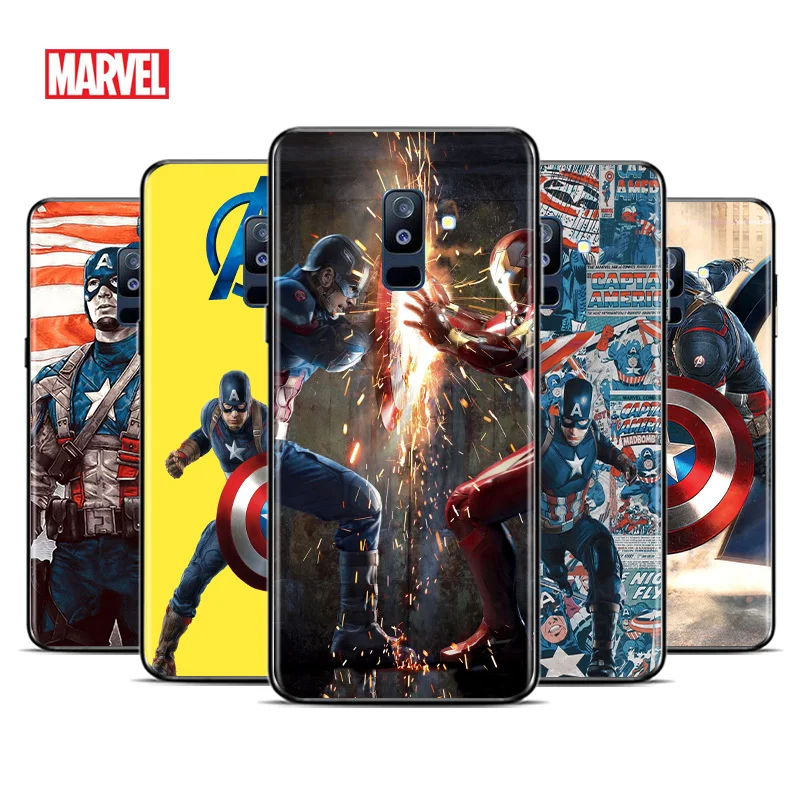 

Marvel Captain America For Samsung Galaxy A3 A5 A6 A7 A8 A9 A6S A8S A9S Star Plus 2016 2017 2018 Black Toft TPU Phone Case