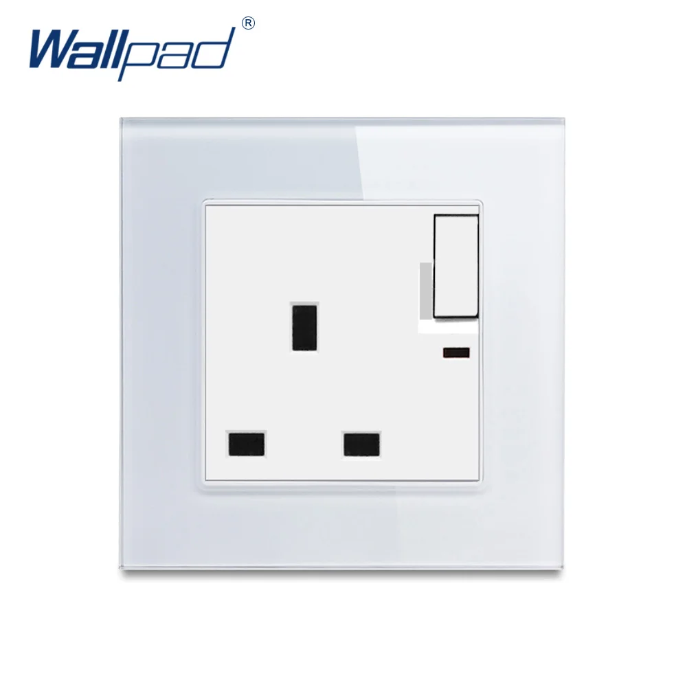 UK 3 Pin 13A розетка с выключателем Wallpad Роскошная стеклянная панель электрическая