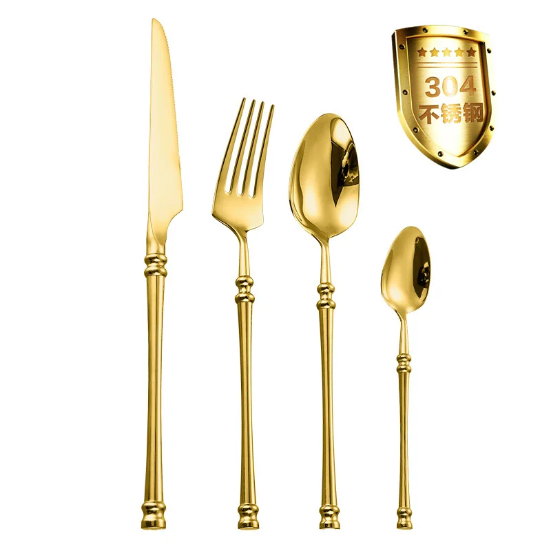 

Round handle 304 stainless steel waist cutlery set cross-border Western steak cutlery spoon set