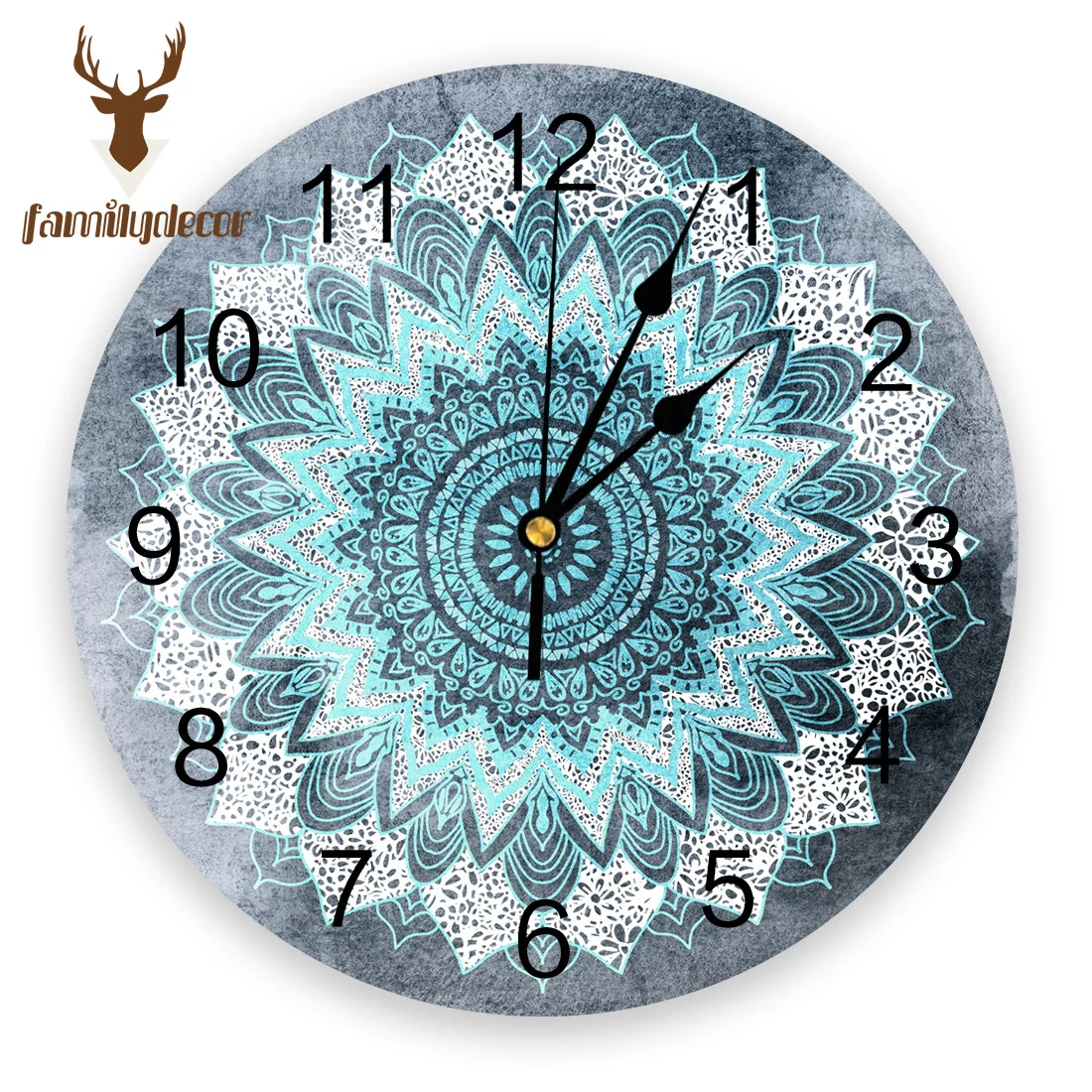 

BOHOCHIC MANDALA IN BLUE Printed PVC Wall Clock Modern Design Home Decor Bedroom Silent Oclock Watch Wall For Living Room