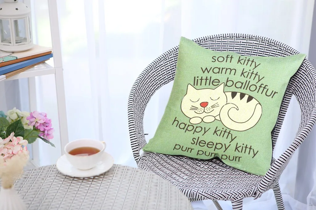 Спящий котенок наволочка с изображением кота декоративная подушка для дивана