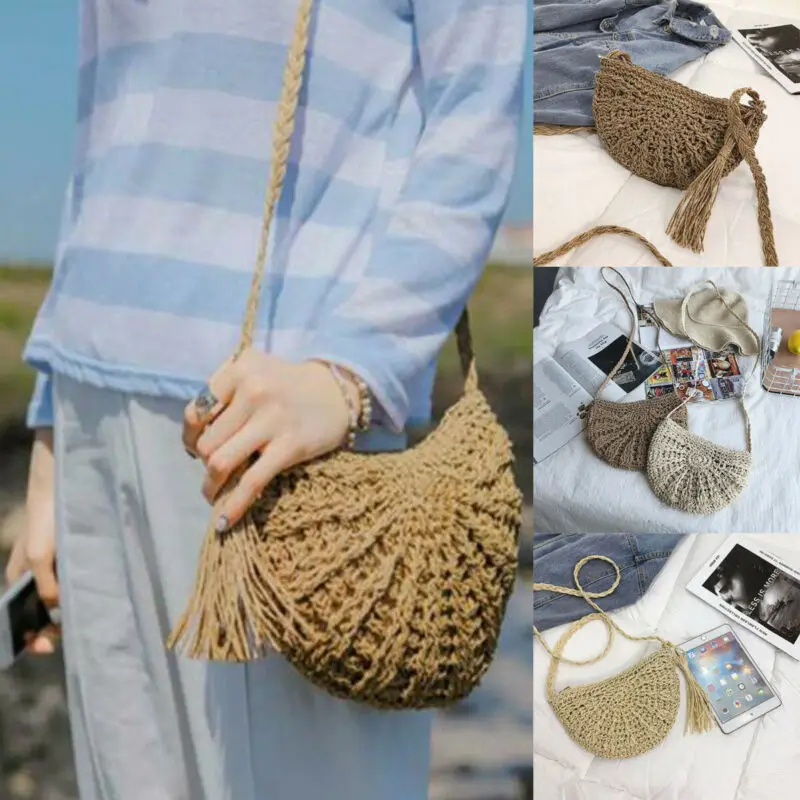 Модные сумки женская Соломенная Сумка плетеная лоза сумочка из ротанга пляжная