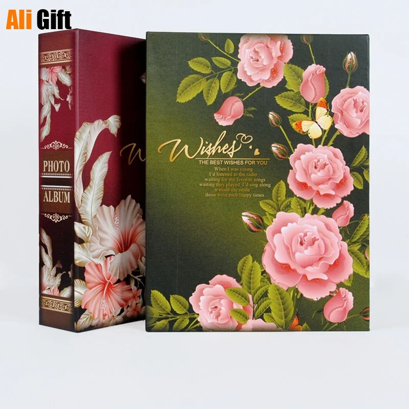 Модные Ретро фотоальбомы с цветочной вставкой 200 карманов простой вместительный