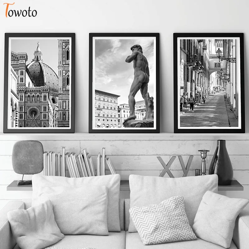 Картина на холсте с изображением Флоренции тосканы и города статуя Микеланджело