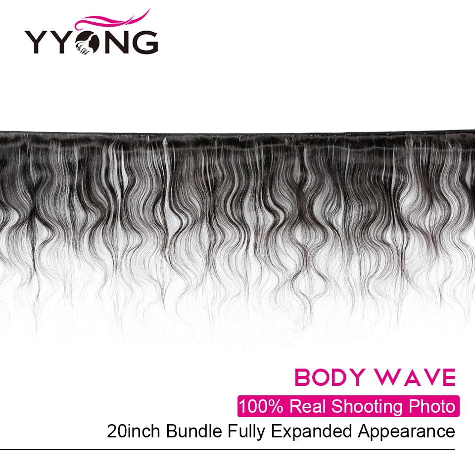 YYong HD Transparent Lace Frontal With Bundles Brazilian Body Wave Human Hair Closure Remy Weft |