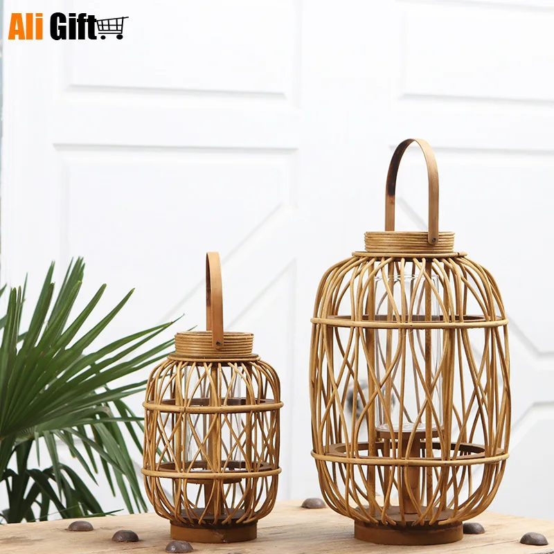 Китайский классический деревянный ротанговый подарок ручной работы Подсвечник