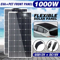 1000w 500w solar panel solar cells bank pack sun power w connector cover power system for phone outdoor car rv boat charger