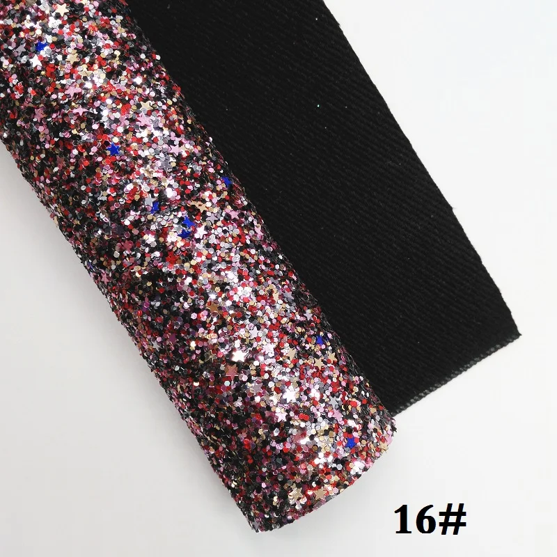 16 Glitterwishcome 21X29 см А4 Размер синтетическая кожа, плотная блестящая кожа со звездами, блестящая ткань винил для бантов, GM035A - Цвет: 16