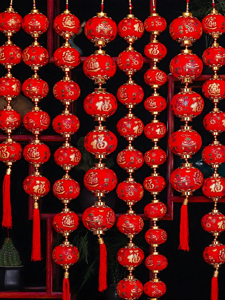 Маленькие красные фонари Гирлянда Фонарей подвесные украшения крытый балкон