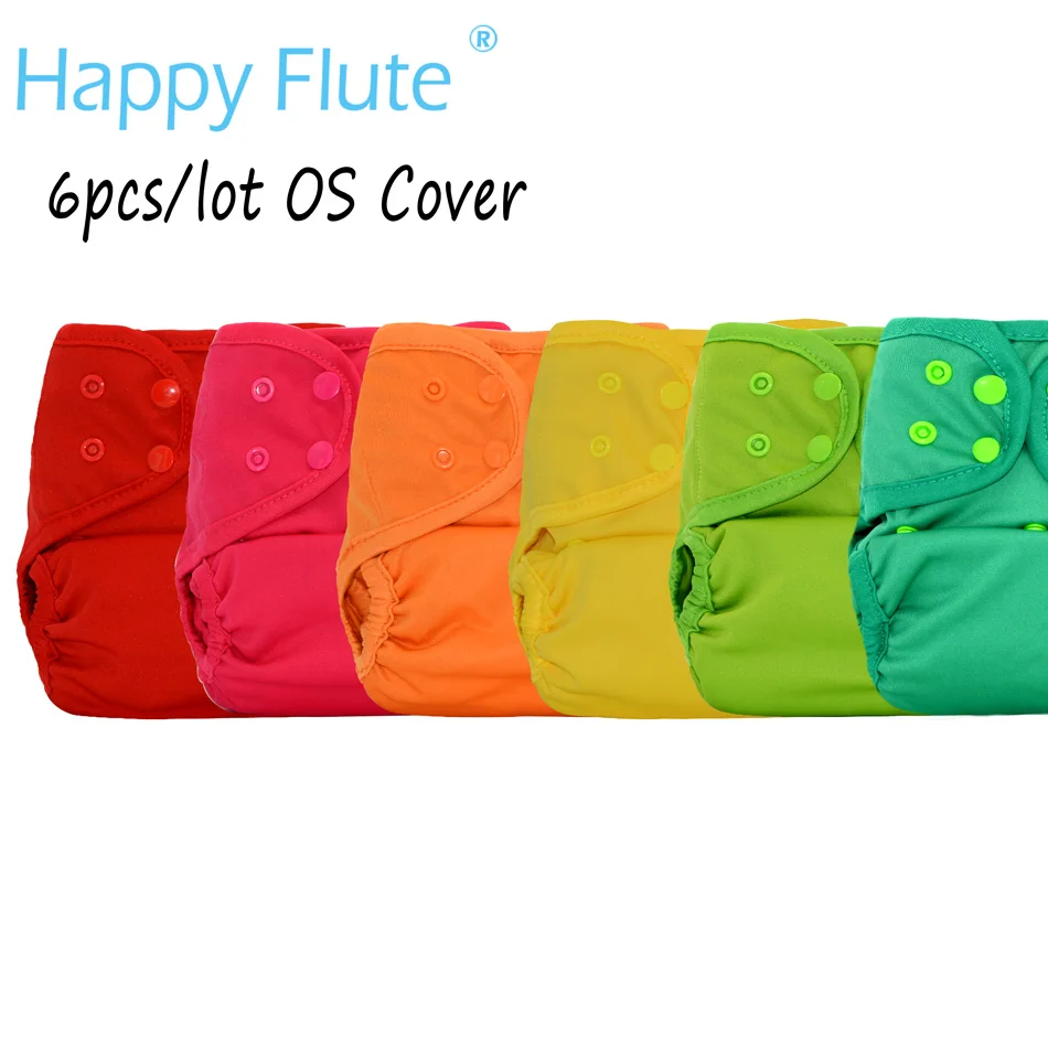 50 шт./партия, чехол для подгузников Happy Flute onesize,, однотонные цвета, водонепроницаемые и дышащие, подходит для 3-15 кг