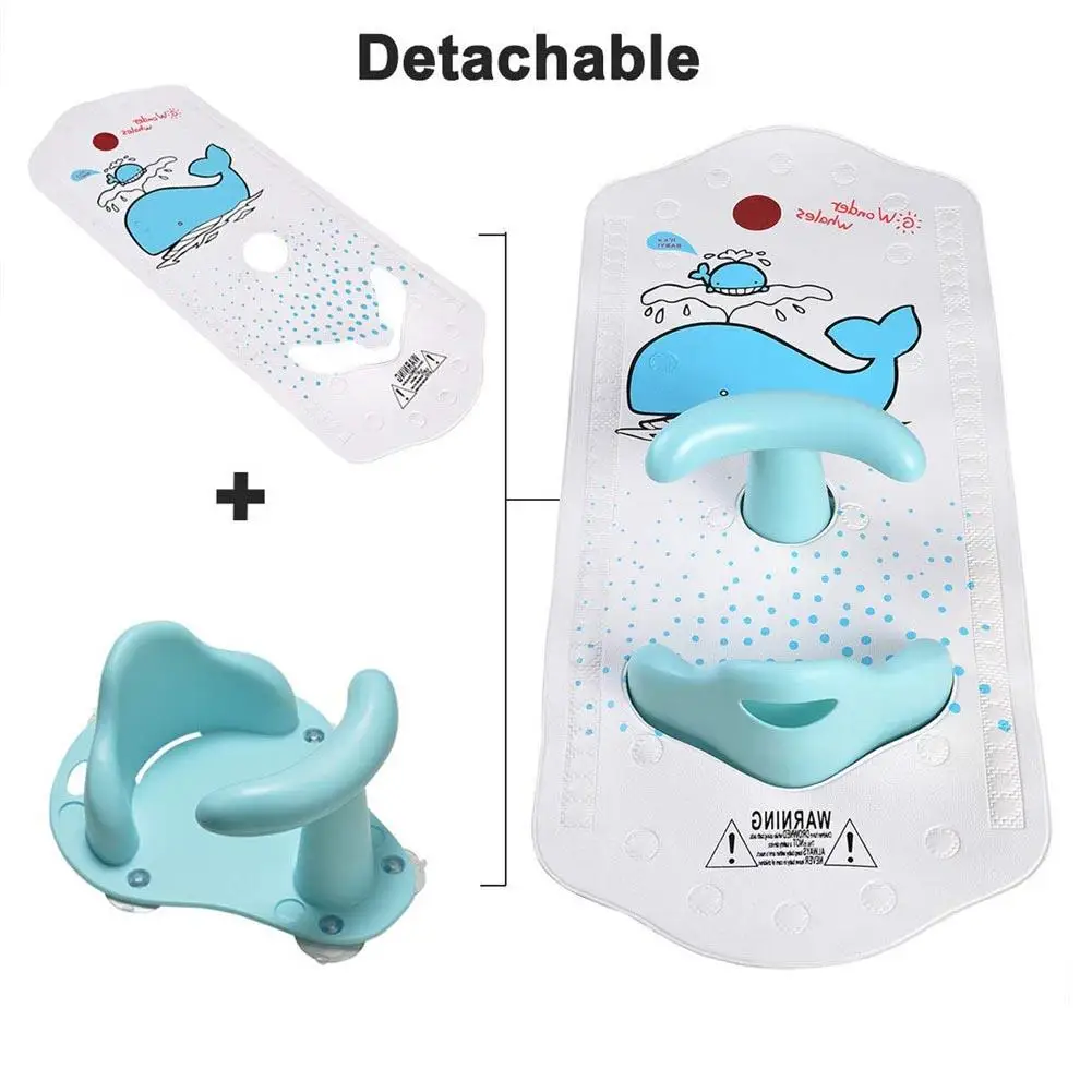 

Baby Bath Mat With Baby Shower Seat Bathtub Cushion Back Support Non-slip Safety Comfortable Chair Baby Bath Seat