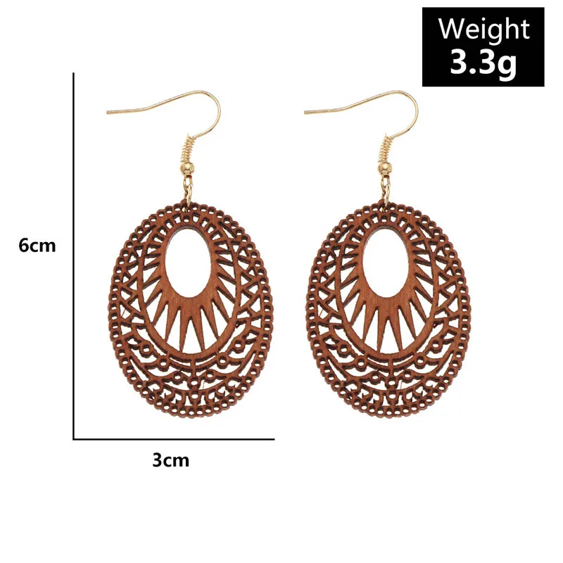 Ins Coffee Wood Africa Queen Hollow Out Flowers Christmas Holiday Tree Of Life Earrings Vintage PartyAfro Jewelry Wooden DIY |