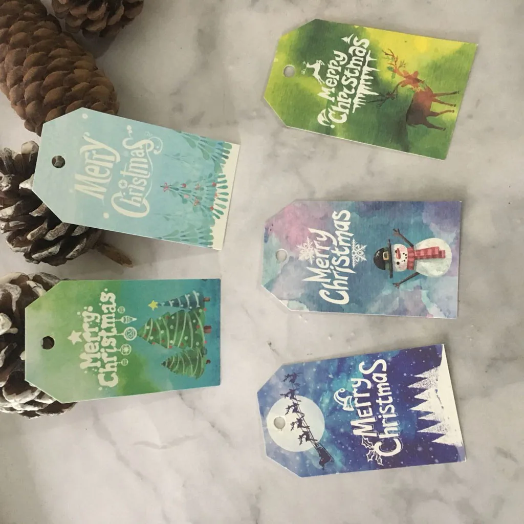 Рождественская Открытка Крафт Бумага комплект с изображением Санты и подарков