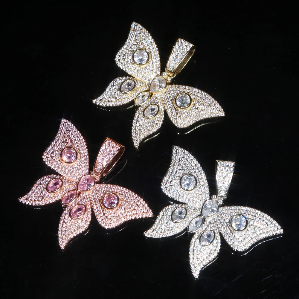 

New arrived Gold rose gold color elegent butterfly pendant women men fashion jewelrys accessories for men women gift bling gift