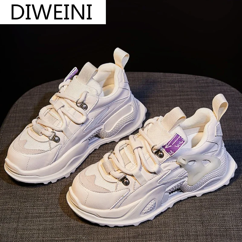 

2021 Women's Shoes Women's Sneakers Spring New Vulcanized Shoes Walking Platform Shoes Comfortable Lace-up Outdoor Casual Shoes