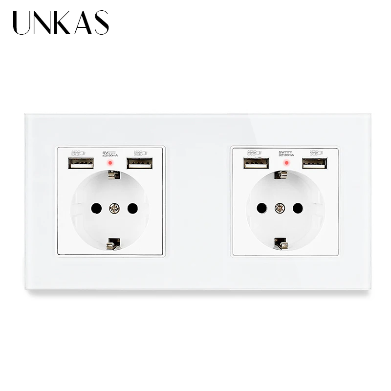 Французская розетка UNKAS европейского стандарта с двумя USB-портами + ТВ RJ11