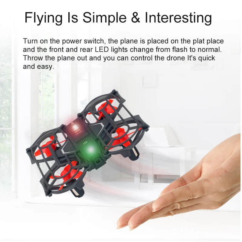 Hot Mini Drone Gesture Induction Aircraft Levitation Quadcopter LED Night Light Navigation Hand-Controlled RC Toys for Kid | Игрушки и
