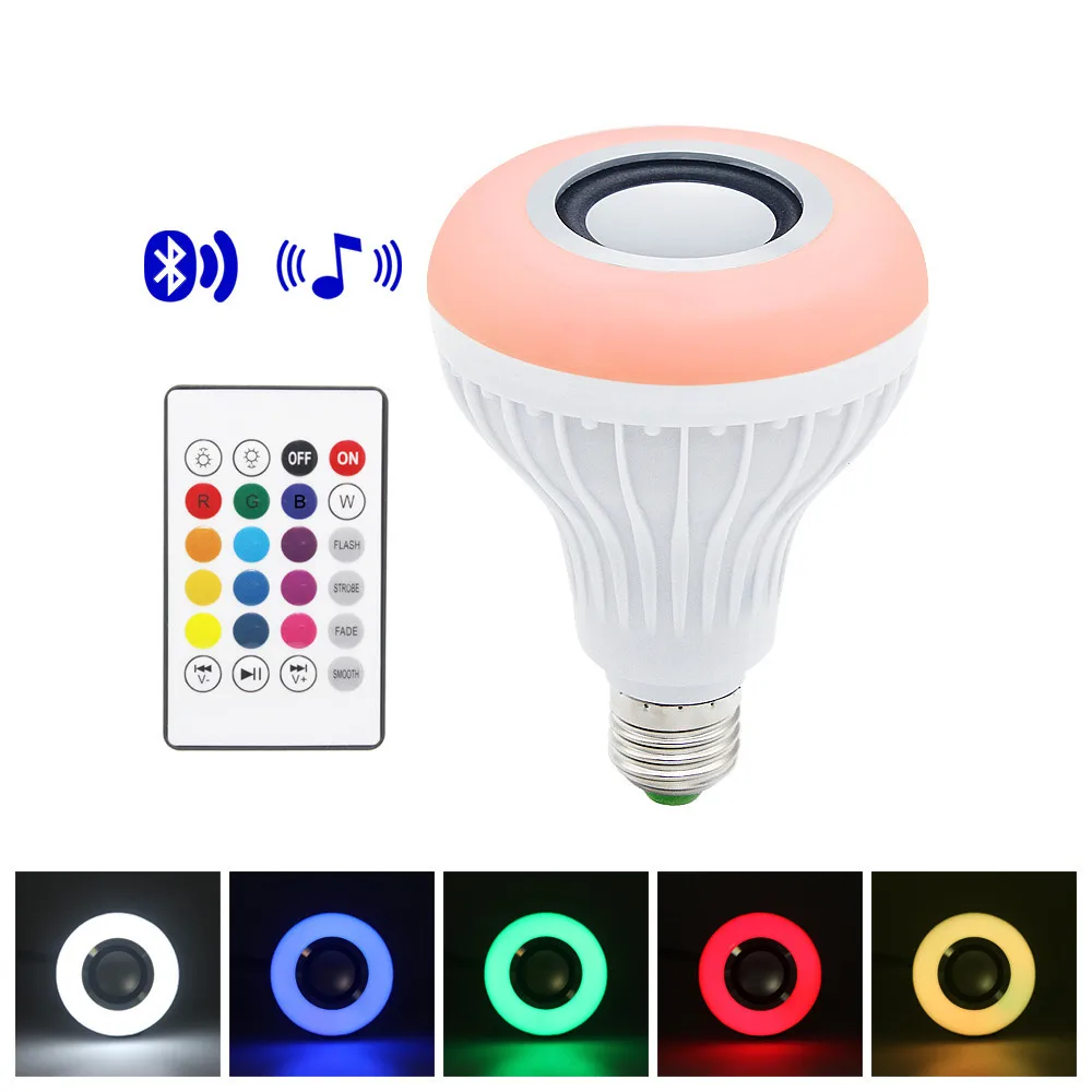 Умная Музыка RGB E27 светодиодная лампочка с дистанционным управлением 24 клавишами