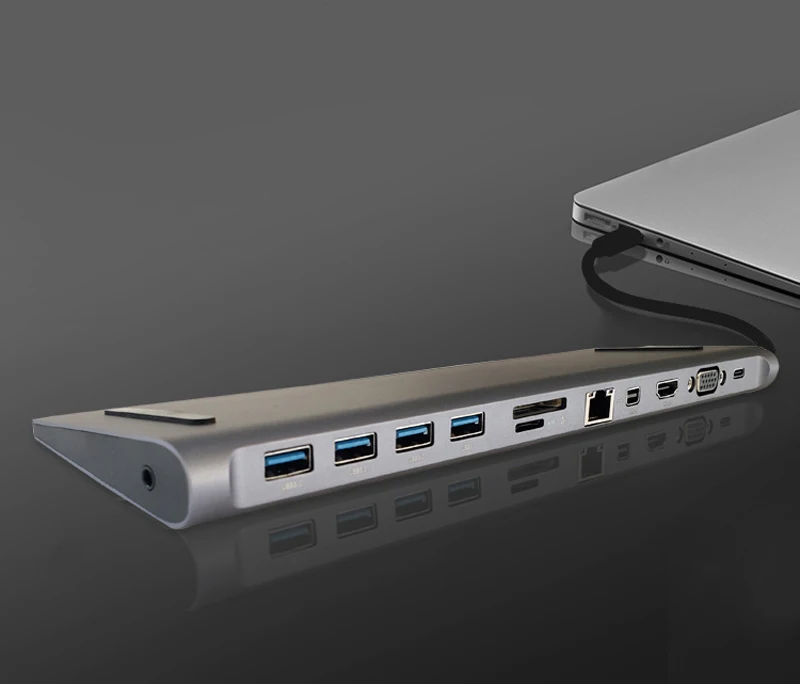 12 в 1 Тип c док-станция алюминиевый к HDMI кард-ридер RJ45 PD для зарядного устройства Аудио MacBook samsung Galaxy usb c концентратор