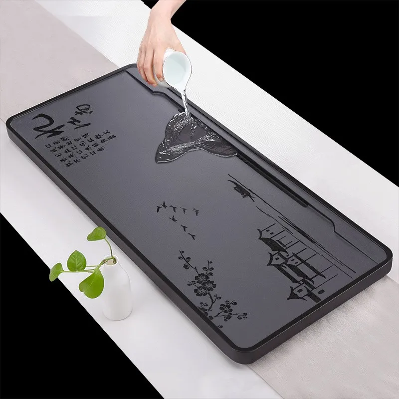 

Chinese Stone Tea Tray Stone Afternoon Kung Fu Serving Tea Trays To Serve Ceremony Rectangular Plateaux Decorative Tray HX50NU