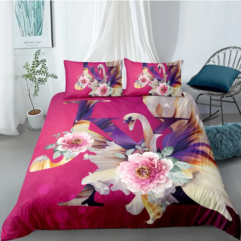 

3D digital plant bedding printing three-piece quilt cover bedding