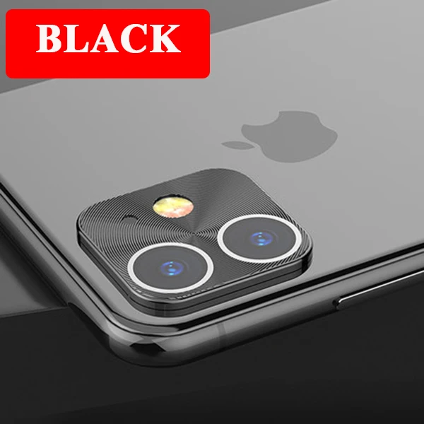Защита для объектива камеры кольцо на iPhone 11 Pro закаленное стекло для iPhone 11Pro MAX телефон металлический сплав Телефон задняя защита - Цвет: black