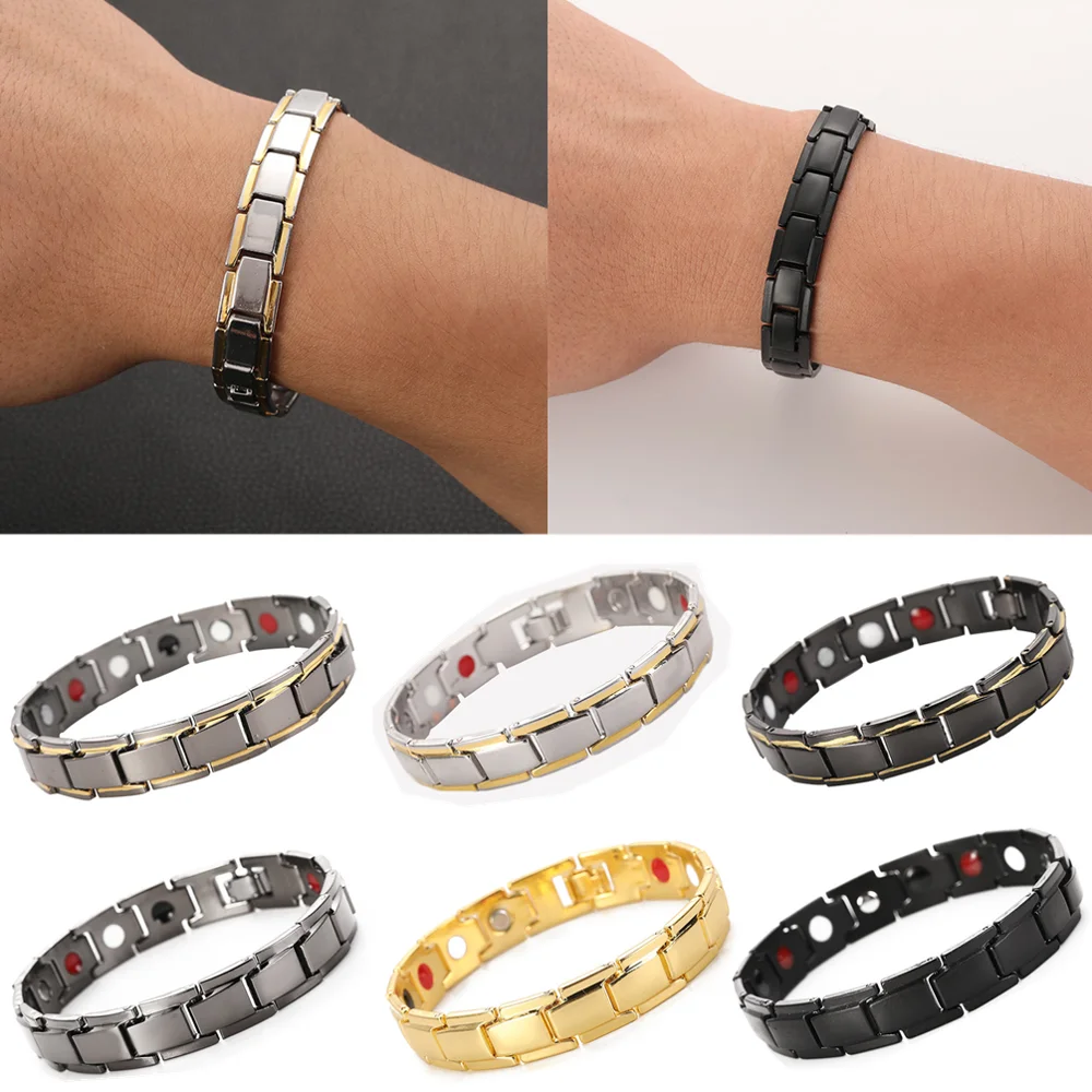 Магнитный браслет из нержавеющей стали с черными звеньями оптовая продажа