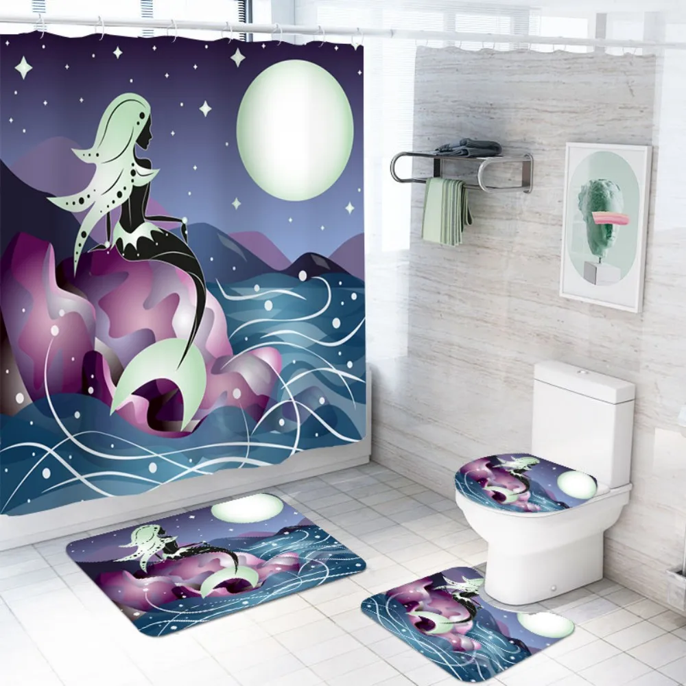 Набор для ванной из 4 предметов с изображением морской русалки и длинными