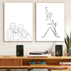 Freddie Меркурий силуэт линии рисования художественные принты черно-белый минималистичный плакат музыка настенные картины холст живопись Декор